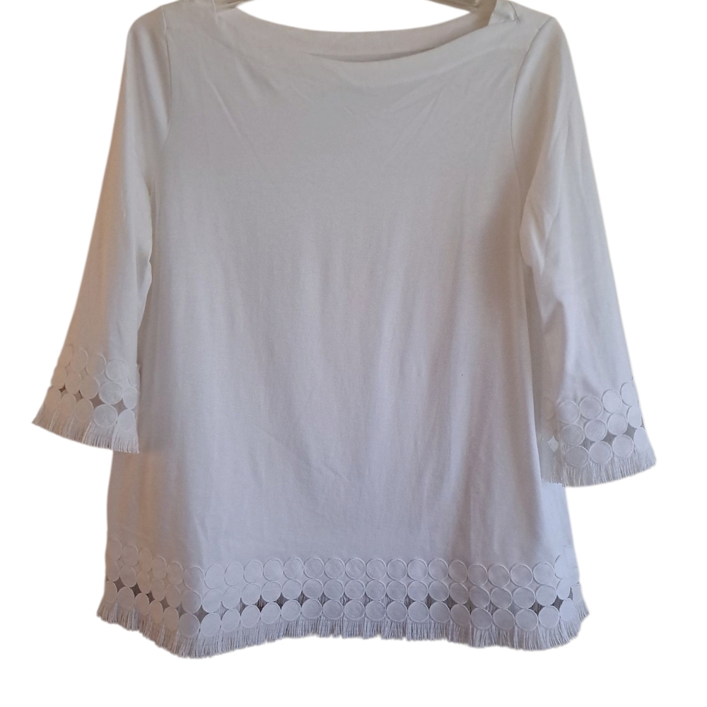 Talbots White 3/4 Sleeve Boxy Blouse